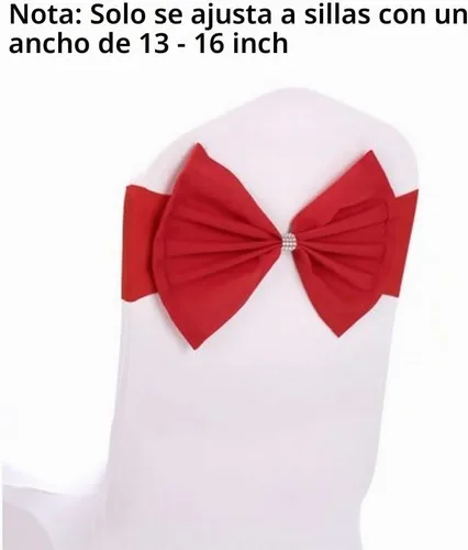 Vista 4 de 10 piezas de lazos elásticos para sillas de color rojo, de spandex, arcos decorativos para sillas de boda, elegantes cintas para fiestas, baby