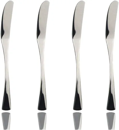 Vista 9 de JASHII Juego de cubiertos de acero inoxidable 18/10 de 20 piezas de plata pulida con espejo, cuchillo de cena, tenedor de ensalada, cuchara