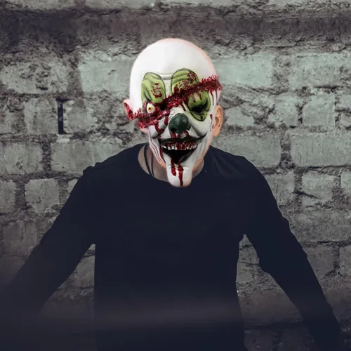 Vista 7 de KJOCOS Máscara de payaso aterrador para adulto, espeluznante malvado, máscara de bromista de Halloween para hombre