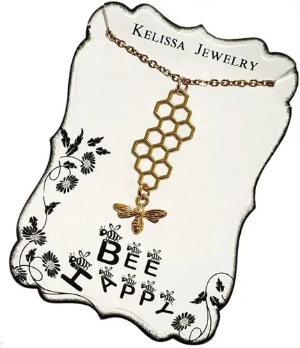 Vista 2 de Bee and Honeycomb Necklace in Gold
