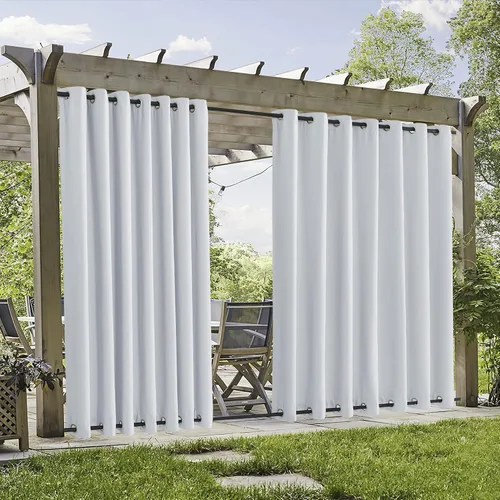 Vista 25 de RYB HOME Cortinas resistentes al viento para exteriores, cortinas opacas impermeables con aislamiento térmico para patio, porche, glorieta, pérgola