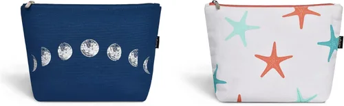 Vista 14 de Eco Right Bolsa de cosméticos de lona: bolsa de maquillaje de viaje para mujeres y niñas, organizador de monedero con cremallera, elegante estética