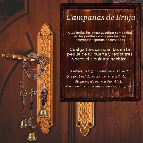Vista 5 de 62 piezas de kit de campanas de bruja DIY para pomo de puerta para protección, campana de bruja, decoración brujera colgante, decoraciones