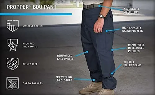 Vista 4 de Propper BDU - Pantalón para hombre con bragueta de botón, 100% algodón Ripstop