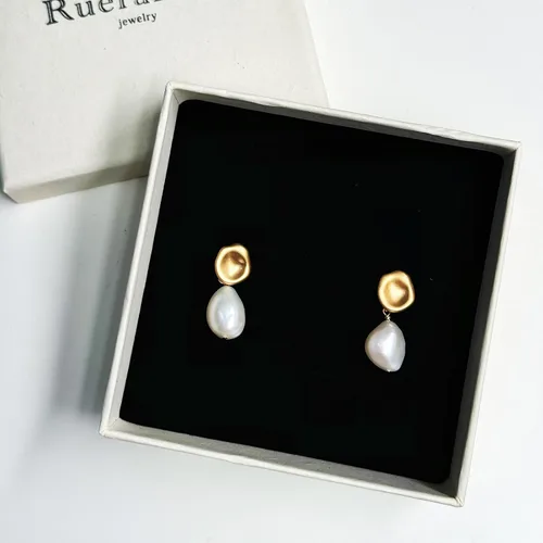 Vista 9 de Aretes de perlas de agua dulce para mujer, barroco, retro, moderno, regalo de joyería