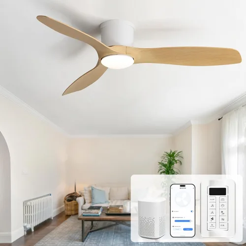 Vista 12 de Sofucor - Ventilador de techo inteligente de 52 pulgadas con luces, ventilador de techo empotrado moderno de perfil bajo con 6500 CFM, compatible