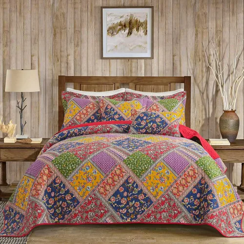 Vista 29 de VAPUTAR Juego de ropa de cama de edredón de 100 % algodón, tamaño Queen