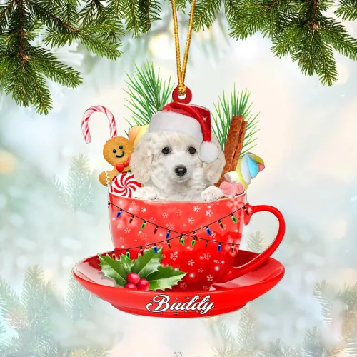 Vista 25 de Alaskan Malamute - Adorno de tetera de perro sentado en una tetera de Navidad, adorno de Navidad con nombre personalizado, adorno de automóvil