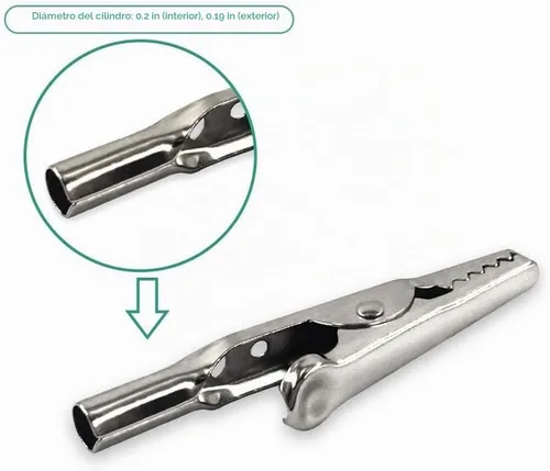 Vista 3 de 25 unidades de pinzas de cocodrilo de metal de 51 mm, pinzas de resorte para línea de prueba, pinzas de cocodrilo de tono plateado, pinzas