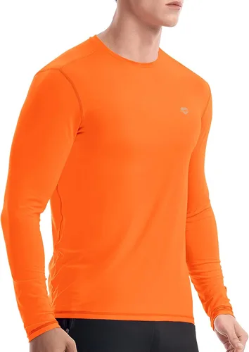 Vista 2 de Zengjo Camiseta de capa base para hombre, manga larga, atlética, para correr, ligera