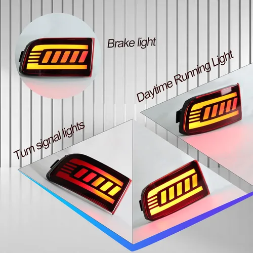 Vista 2 de Carcasa roja LED para parachoques trasero, reflector, antiniebla, DRL, kit de montaje para 2003-2005 4Runner 2002-2009 Land Cruiser Prado 120