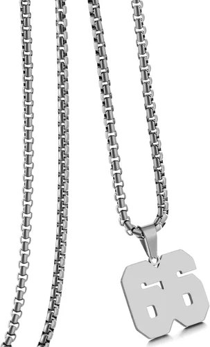 Vista 156 de Collar de Número Dorado para Hombre, Cadena de Acero Inoxidable con Colgante de Número para Atletas, Joyería Deportiva Personalizada para Niños