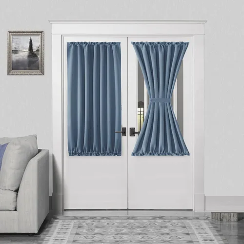 Vista 13 de DWCN Cortinas para Puertas Francesas – Cortinas opacas térmicas con bolsillo para barra para puertas con ventana de cristal, puertas de cocina