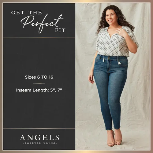 Vista 7 de Angels Forever Young Pantalones cortos de mezclilla 360 Sculpt de 5 y 7 pulgadas de entrepierna a medio muslo para mujer, tallas 6-16 5" Manhattan
