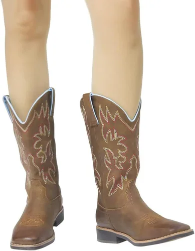 Vista 7 de SheSole Botas de vaquera para mujer de media pantorrilla con punta cuadrada marrón