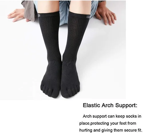 Vista 4 de VWELL Calcetines de Dedos de Algodón Atléticos para Correr de Cinco Dedos 3 Pares, Talla 7-11