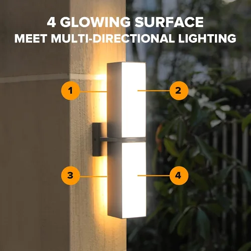 Vista 7 de LUTEC Luz de pared LED de 1100/2000LM 3000K al aire libre, impermeable exterior moderna luz de porche para patio, jardín, patio