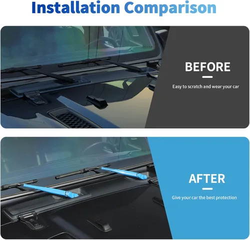 Vista 2 de Kit de moldura de cubierta de limpiaparabrisas delantero y trasero para Jeep Wrangler JL JLU y Gladiator JT 2018-2021 (azul bebé)