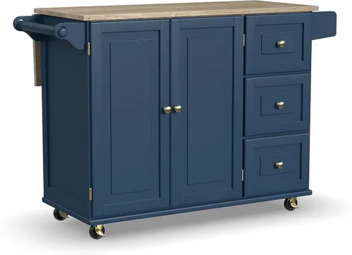 Vista 19 de Homestyles Dolly Madison Carrito de Isla de Cocina Móvil Negro con Barra de Desayuno de Hoja Plegable de Madera