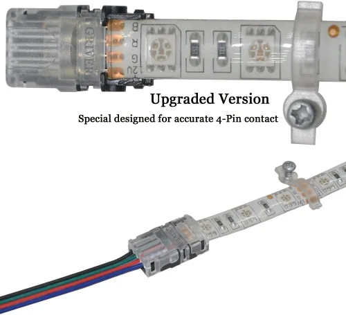 Vista 4 de Griver conector 4 pines para tira de luces led impermeable 5050, de conexión rápida por cable
