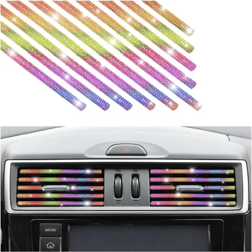 Vista 7 de Adorno de Rejilla de Ventilación Bling para Coche, 10 PCS Tiras Decorativas de Diamantes de Imitación Hechas a Mano para Todas las Salidas de Aire