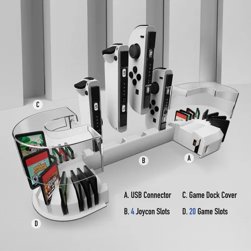 Vista 7 de Soporte de estación de carga TNP Switch Dock Cargador de controlador Joy-Con para Nintendo Switch & Switch OLED Cargador Joycon Switch mejorado