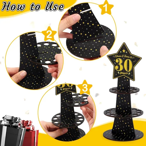 Vista 3 de Xylolfsty Cheers and Beers to 30 Years Money Holder 30th Birthday Cash Cake Gifts Black Gold 30th Birthday Money Gifts Idea para amigos, mamá, papá