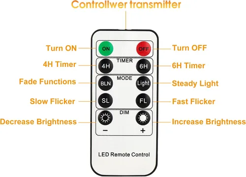 Vista 4 de Velas LED con control remoto para velas LED FPOO y yunsheng