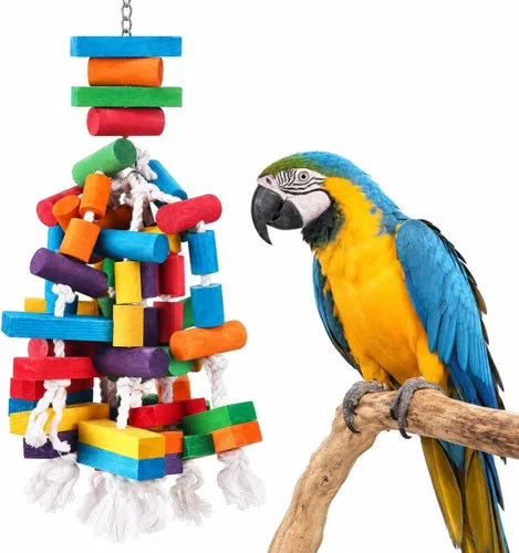 Vista 8 de KINTOR Juguete grande para masticar loro, juguete de jaula de pájaro para Banana