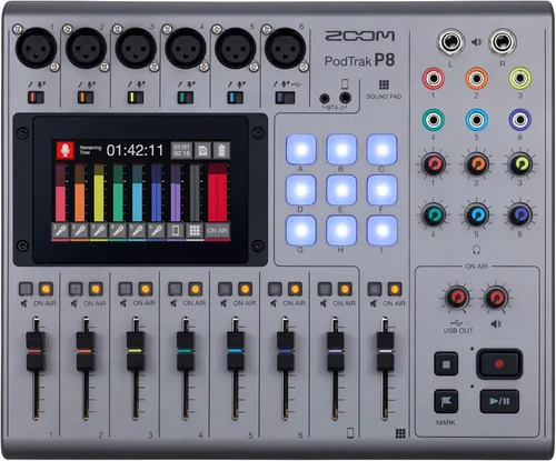 Vista 2 de Zoom PodTrak P8 - Paquete de grabadora de podcasting con paquete de accesorios de micrófono (paquete de 4), soporte de micrófono con brazo de brazo