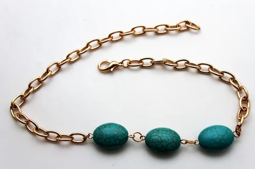 Vista 5 de TFJ - Pulsera de botas de moda para mujer, cadenas de metal, tacones altos, color turquesa, azul, abalorios, oro, Metal