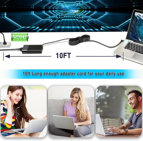 Vista 6 de WZXHU Nuevo Cargador Delgado de 65W para Laptop Compatible con HP Probook 450 650 640 G5 G4 G6 G7, EliteBook 840 850 G3 G4 G5 G8 G9, Pavilion Envy