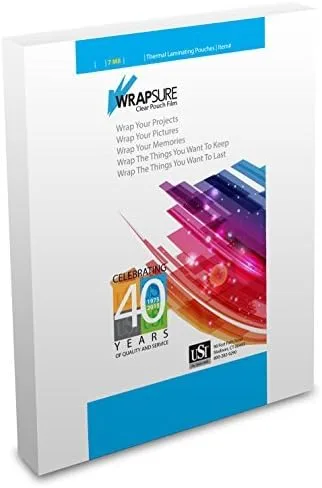 Vista 2 de USI WrapSure - Bolsas de laminación térmicas (calientes), tamaño legal, 0.118 in de grosor, 9 x 14.5 pulgadas, brillo transparente, paquete de 100