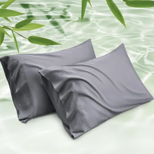 Vista 16 de Bedsure Fundas de almohada de tamaño estándar, fundas de almohada refrescantes, rayón derivado de bambú, color gris oscuro, juego de 2, fundas