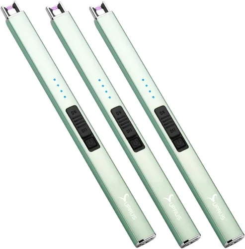 Vista 10 de SUPRUS Encendedor eléctrico de arco resistente al viento, sin llama, recargable por USB, con bloqueo de seguridad para velas, barbacoa, camping