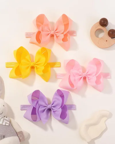 Vista 5 de jollybows 20 lazos para el pelo con cinta de grogrén para bebés y niñas, 6 pulgadas, banda elástica para el cabello, accesorios para el cabello