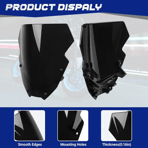 Vista 4 de Parabrisas de motocicleta de 12 pulgadas para MT09 MT-09/SP FZ09 2021 2022 2023 deflector de viento delantero con soporte de montaje, negro