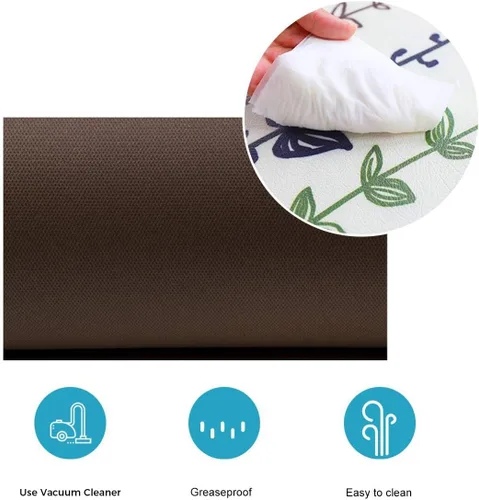 Vista 7 de Elegante tapete acolchado para puerta de baño y cocina, diseño de tulipán, color verde azulado, lavable, tapete para fregadero de piso, impermeable