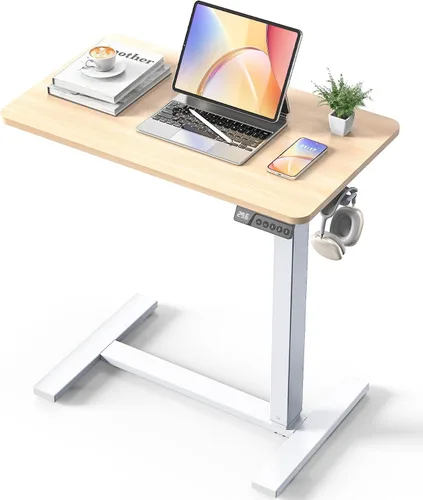 Vista 9 de Mesa eléctrica de 24 x 16 pulgadas, escritorio con ruedas para Blanco