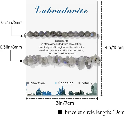 Vista 27 de Pulseras de cristal curativo para mujer, 2 pulseras de piedra natural de 0.236 pulgadas, pulseras elásticas de cuentas de cristal hechas a mano