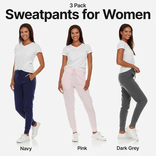 Vista 2 de 3 Pack Sweatpants Women, Comfortable Womens Sweatpants, Fleece Womens Joggers (Available in Plus)