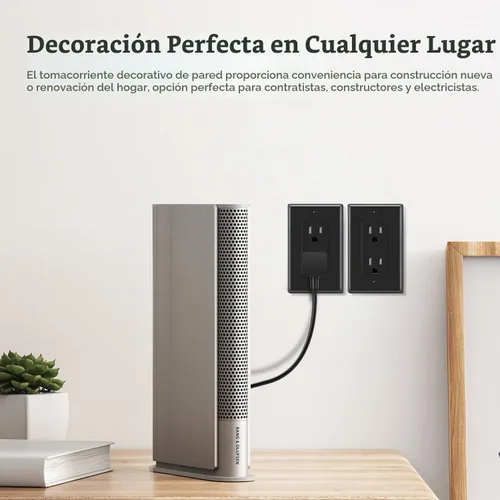 Vista 7 de Micmi Toma de corriente decorativa resistente a manipulaciones, toma de corriente eléctrica decorativa, 15 amperios, 125 voltios, conexión a tierra