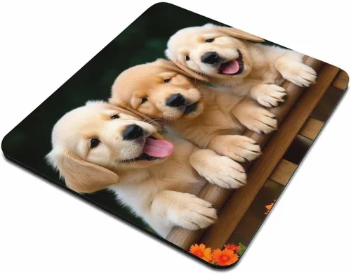 Vista 4 de Alfombrilla de mouse para perros, perros Golden Retriever, alfombrilla de mouse de goma antideslizante para juegos, alfombrilla de mouse rectangular