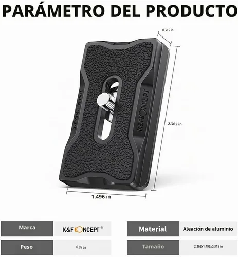 Vista 3 de K&F CONCEPT Aluminum Camera Tripod Quick Release Mounting Plate for Tripod Negro 1 paquete