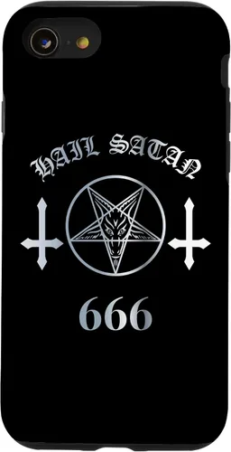 Vista 18 de iPhone 16 Upside Down Cross Satanic Pentagram Hail Satan 666 Case