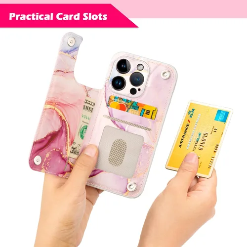 Vista 3 de Funda tipo cartera para Apple iPhone 13 Pro de 6.1 pulgadas, tarjetero de piel sintética con bloqueo RFID, funda para teléfono celular