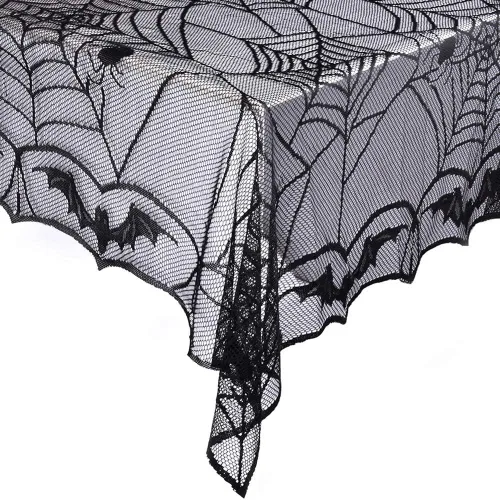 Vista 13 de eZAKKA Mantel de encaje negro para Halloween, 53x68 pulgadas