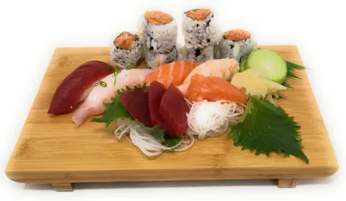 Vista 9 de Juego de 2 platos Geta de bambú para sashimi, vajilla de estilo japonés, bandeja de corte de bambú (8.2 pulgadas de largo x 4.7 pulgadas de ancho)