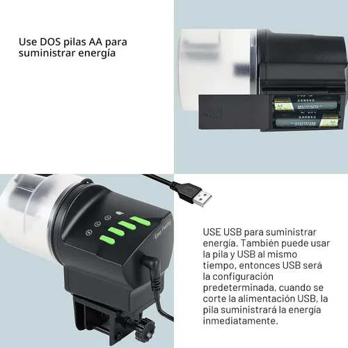 Vista 5 de DXOPHIEX Alimentador automático de pescados, dispensador de alimentos, alimentador de peces de vacaciones alimentado por batería y USB para acuario