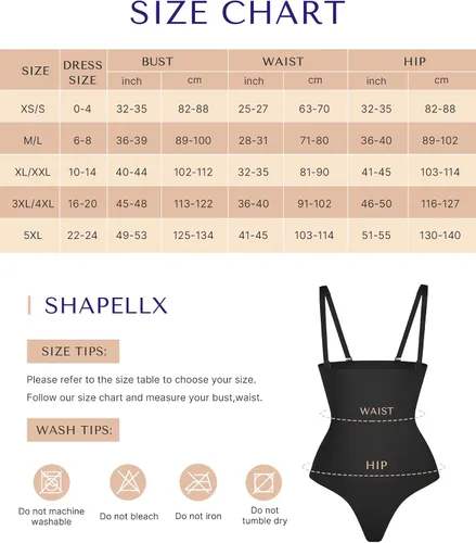 Vista 5 de SHAPELLX Tummy Control Slimmer Body Shaper Seamless Backless Bodysuit Thong